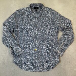 BONOBOS Mens Large Slim Fit Stretch Floral Print Button Down Shirt Preppy Casual